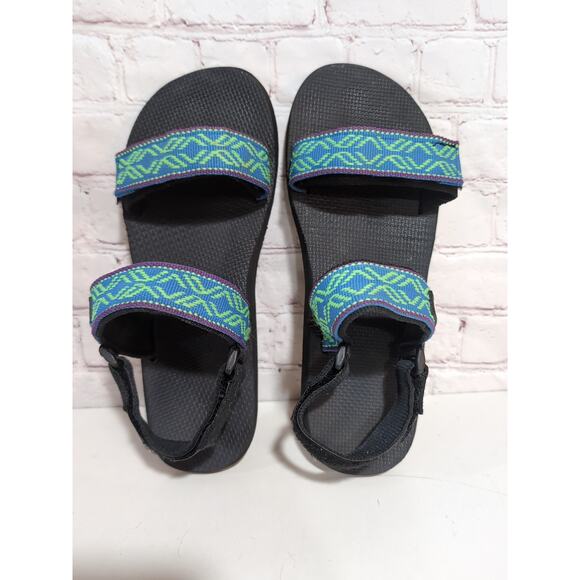 Vintage 90s REEF Aztec Sandals Unisex Rare Teal Purple Green Gorpcore Straps main image 10